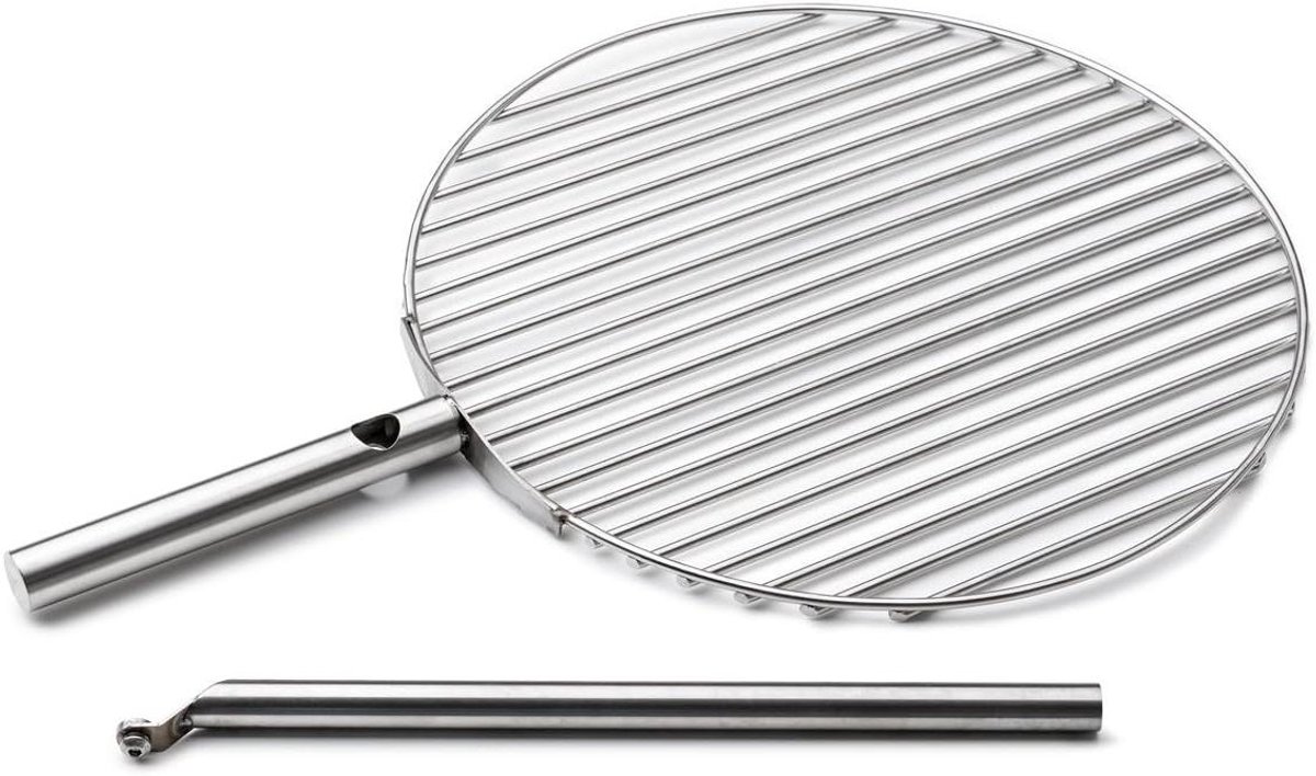Grillrooster - Vuurschaal Accessoire - Buiten Koken - In Hoogte Verstelbaar - 45 cm - Zilver