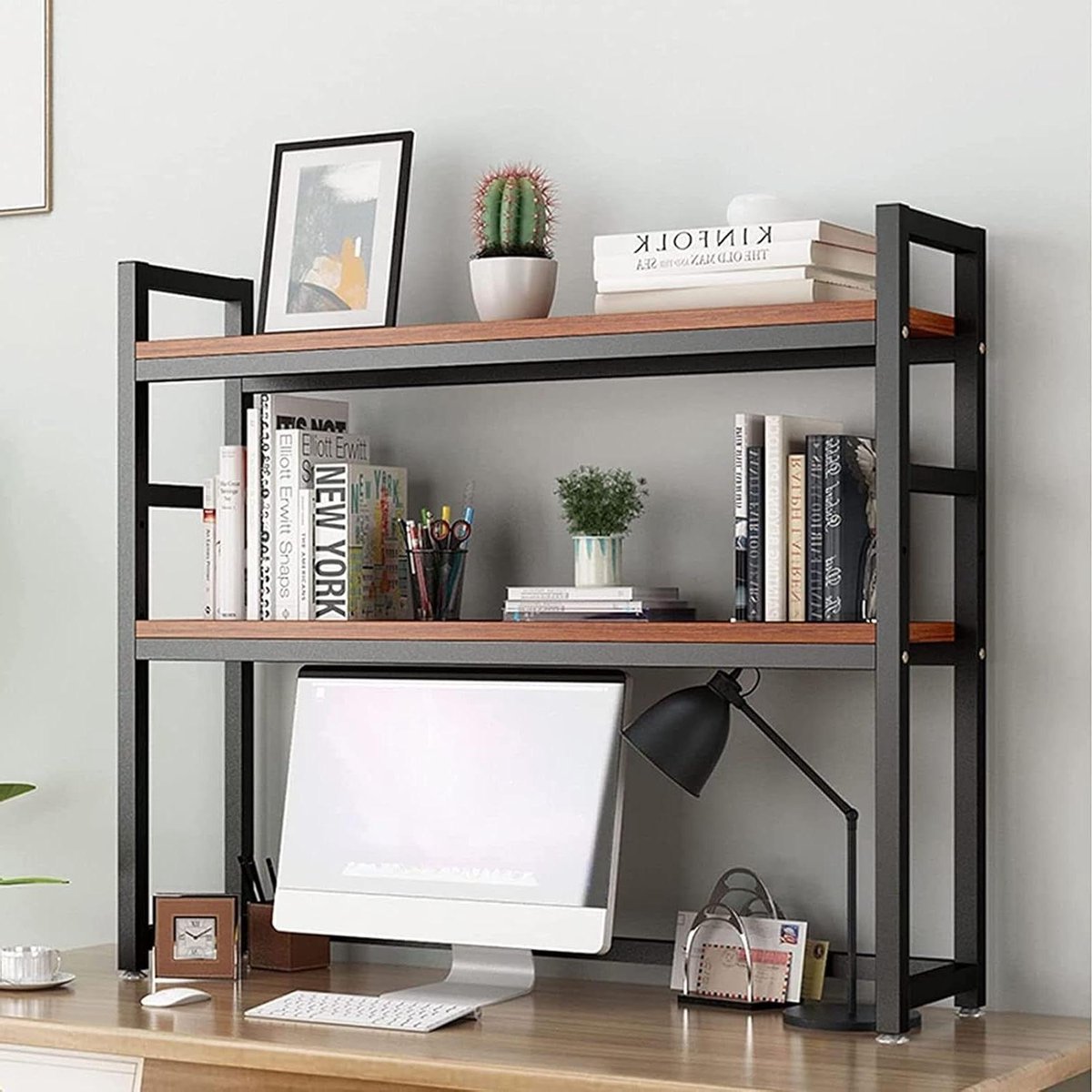 Bureauboekenplank - Bureau organizer - Bureau opruimen - Dubbele laag - 55 tot 135 cm - Geel