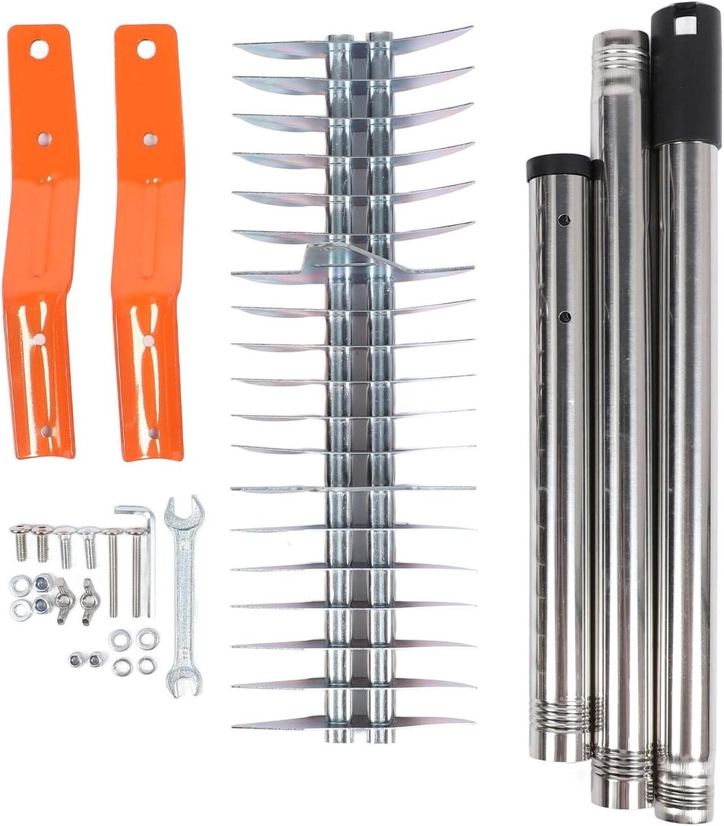 Verticuteerhark Gazon - Hark Dood Gras - Gazon Onderhoud - 19 Gebogen Stalen Tanden - 19 inch Werkbreedte - Zwart