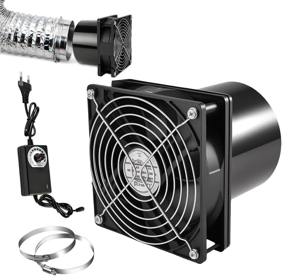 Buisventilator - Afvoerventilator - Lucht circuleren - Instelbare Snelheid - 100 mm - Zwar