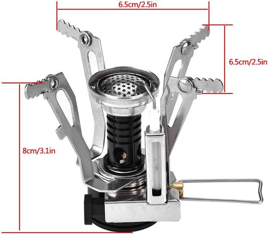 Dailygoody - Mini Gasfornuis - Ultralicht - Ideaal voor Kamperen - Zwart - Koken in de Natuur - Compact en Draagbaar — afbeelding 2