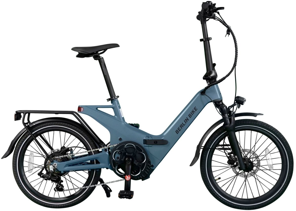 Berlin Bike 2GO Elektrische Fiets – 50 km Actieradius – 36V 10,5Ah Verwijderbare Batterij – 40 Nm Koppel – Compacte Full Suspension – Shimano 7 Versnellingen – Hydraulische Schijfremmen – Donkerblauw