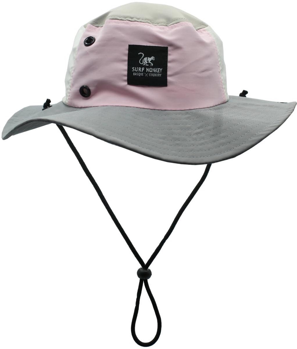Boonie Waterdichte hoed met koord dames / heren - One size (Roze / Grijs)