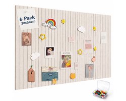 Tidy Tom® Viltbord - Prikbord - Inclusief punaises - 6 losse panelen - 90 x 60 cm - Beige