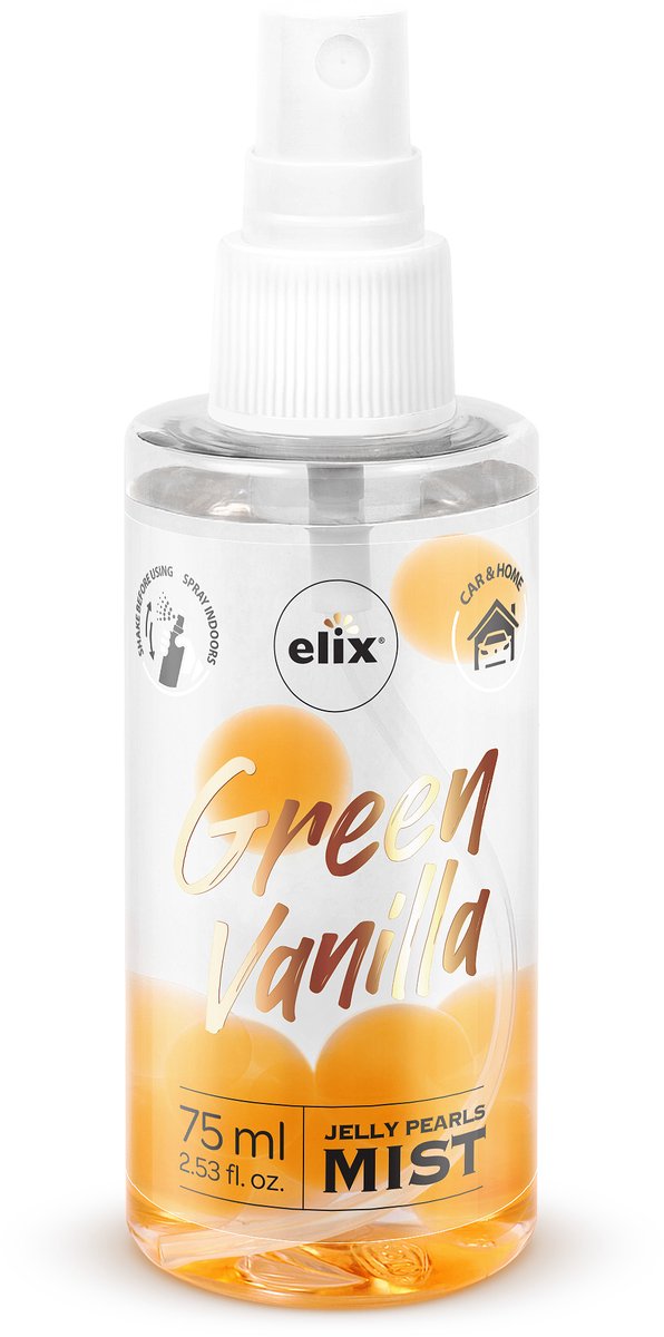 Elix - Jelly Pearls Luchtverfrisser Spray - Auto Luchtverfrisser Compact - Interieur Parfum - voor Kamer & Auto Geur Spray - 75ml - Green Vanilla