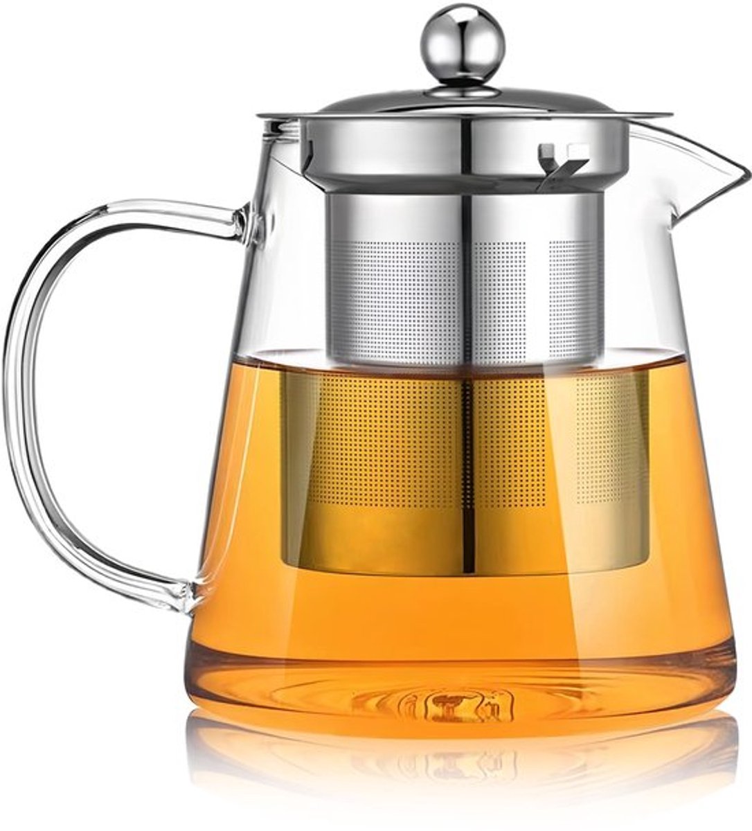 Borosilicaat Glazen Theepot 450 ml Transparant met RVS Filter Glazen Theepotten Theepot voor Stoven, Theepot met Zeef voor Losse Thee en Bloeiende Thee
