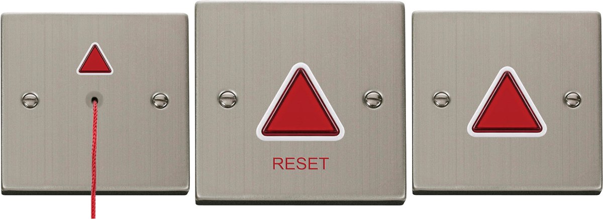 MIVA - Complete Set - Alarm voor mindervaliden toilet - Inclusief Trekkoord - Licht & Geluidsignaal - UDTAKITSS - RVS