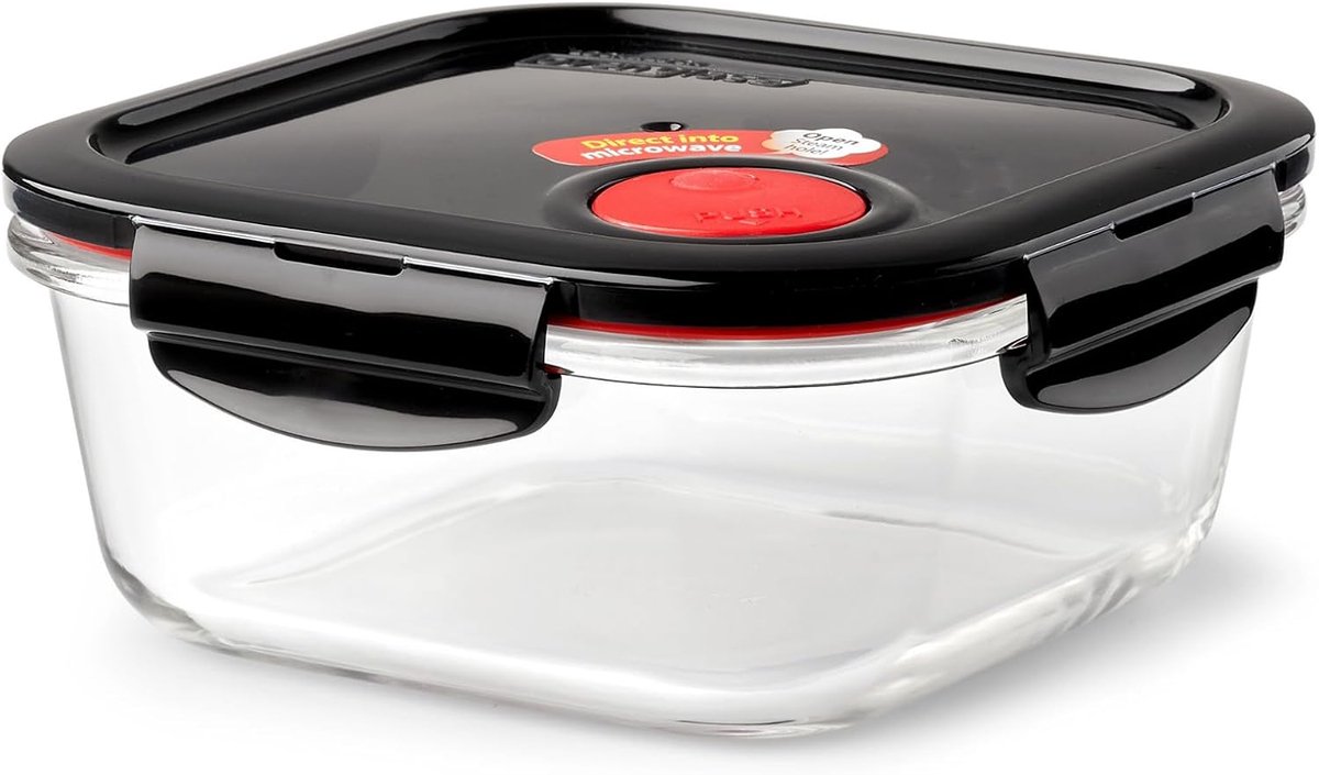 Famanu – Glazen vershouddoos rechthoek 750 ml – geschikt voor magnetron, oven en vriezer, klikdeksel