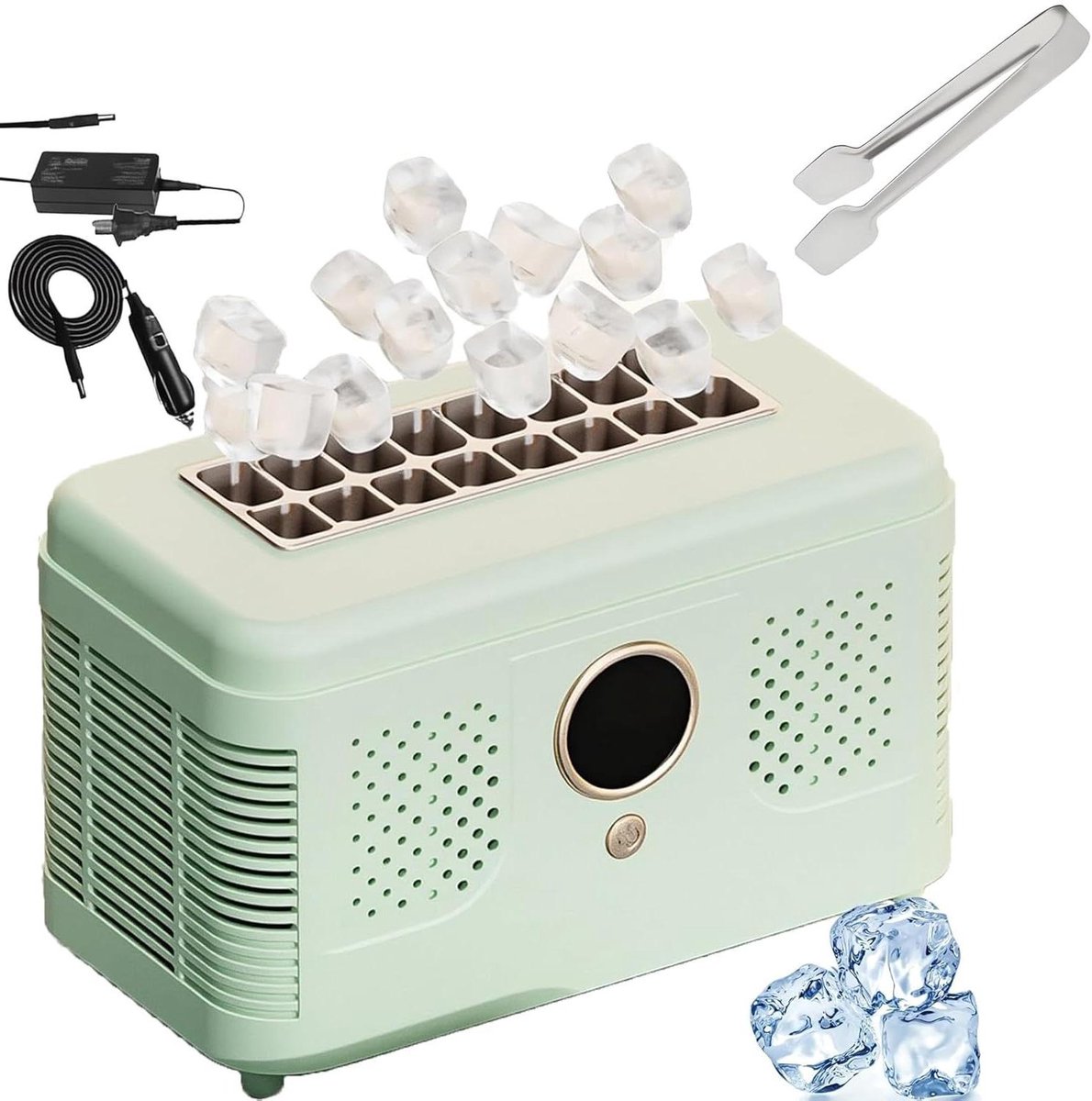 Draagbare ijsmachine - Mini ijsmaker - Drankjes koelen - 12 blokjes per 15 minuten - 19.2x10.5x12.8 cm - Groen