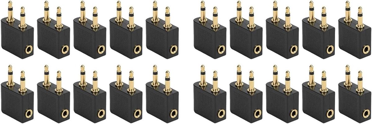 Adapter Audio Hoofdtelefoon - Vliegtuig Adapter - Reizen Vliegtuig - Dubbele Pin - 3.5mm - Zwart