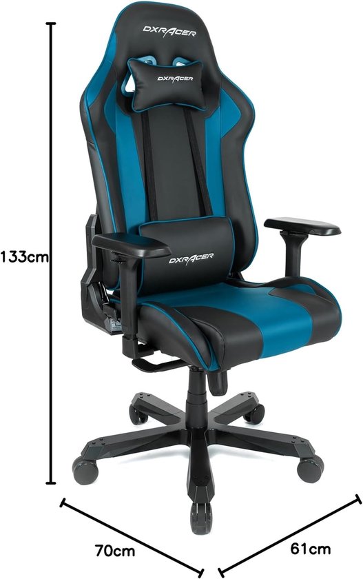 Gamingstoel - Bureaustoel racer - Comfortabel gamen - Verstelbaar tot 135 graden - 70 x 133-140 x 70 cm - Zwart-blauw — afbeelding 3