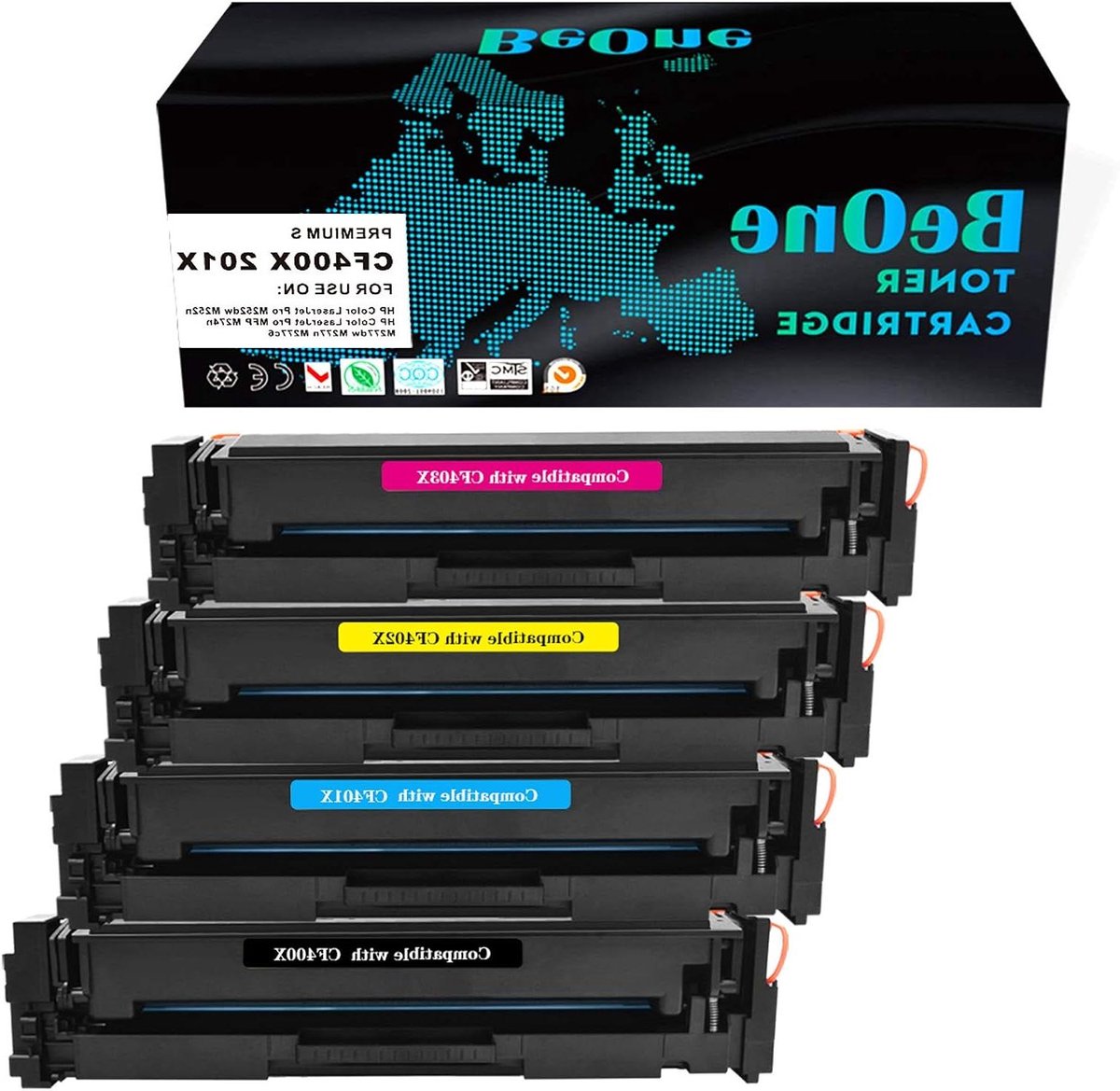 Tonercartridges HP 201X - HP Toner Set - Documenten Printen - Hoge Capaciteit - 4 Stuks - Zwart Cyaan Magenta Geel