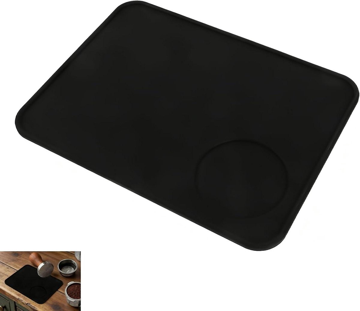 Kopjesmat Siliconen - Espresso Pad Barista Mat - Koffie Bereiden - Antislip Werkbladbescherming - 20 x 15 cm - Zwart