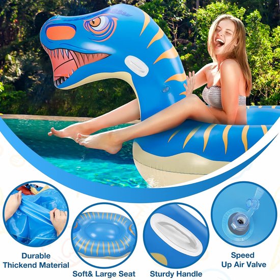 Dinosaurus Luchtmatras - Opblaasbaar Vlot - Zwemmen in de Zomer - Super Afmetingen - 280 x 130 x 110 cm — afbeelding 2