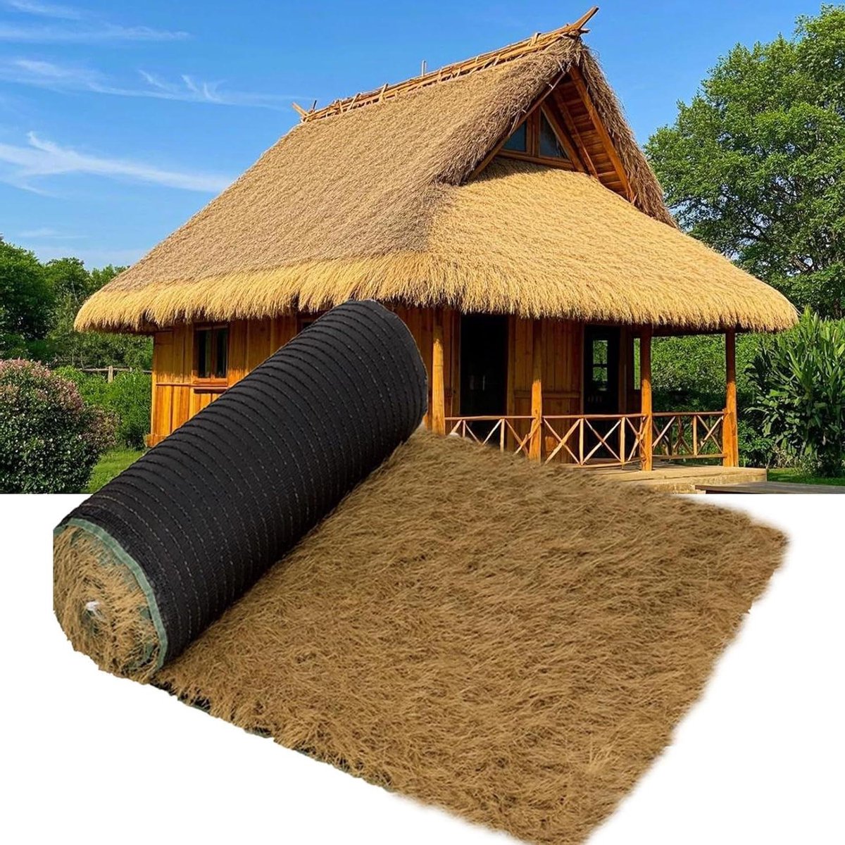 Dakbedekking Riet - Synthetisch Gras - Tuin Decoratie - Waterdichte Rol - 0.5x1m - Natuurl