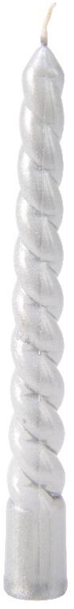Kerstboomkaarsjes zilver Swirl 8 stuks Ø1,2x10cm merk Decoris
