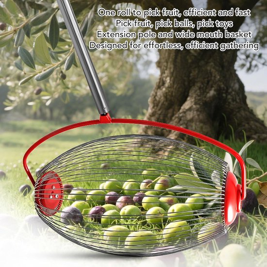 Rolmoerverzamelaar - Vruchtenplukker - Fruit Verzamelen - Uitschuifbare steel - Tot 1135 cm - Zilver — afbeelding 2