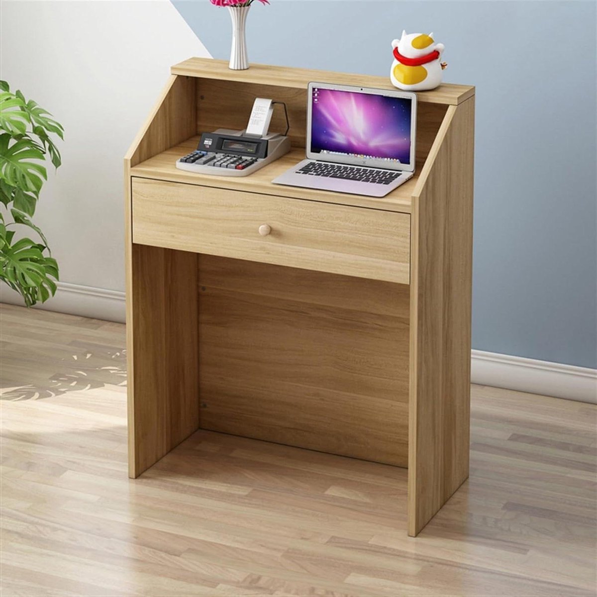 Moderne Receptie - Kassa Balie - Zakelijk Ontvangst - Afsluitbare Lade - 60 cm - Bruin