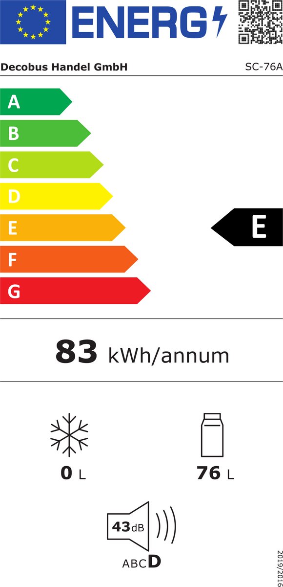 Merax 76L Mini Koelkast - 6L Vriezer en 70L Koelruimte - LED Verlichting - Geluidsarm - Energiezuinig - Verstelbare Planken - Voor 51 Blikjes - Zwart van Merax — afbeelding 2