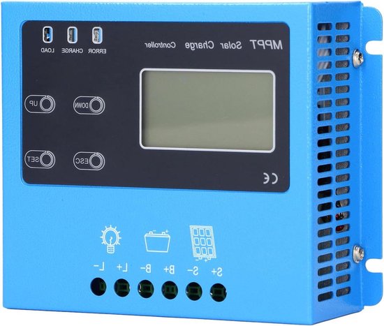 Solar Laadregelaar - Batterij Controleregelaar - Zonnepanelen Laden - MPPT-tracking Technologie - 12V 24V 10A - Zwart