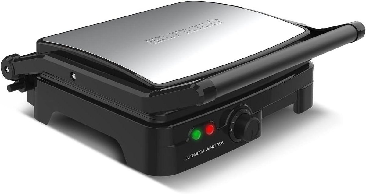 Elektrische Grillplaat - Contactgrill - Snel Koken - Automatische Plaatverstelling - 28x22 cm - Roestvrij staal