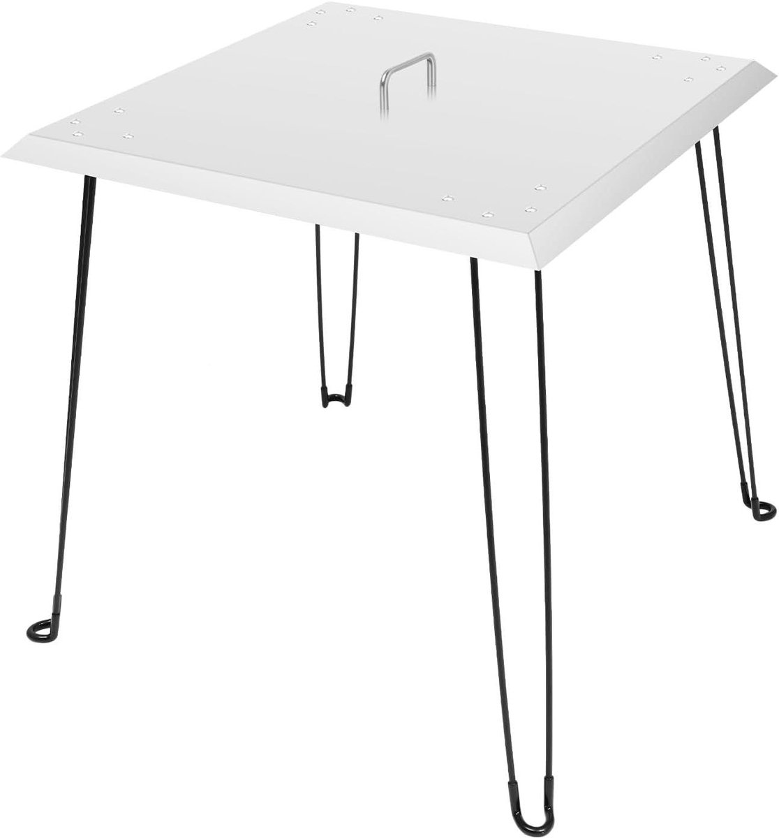Vuurkorf Afdekking - Hittebestendig Deksel - Buiten Koken - Inklapbare Poten - 66 x 66 cm - Zilver