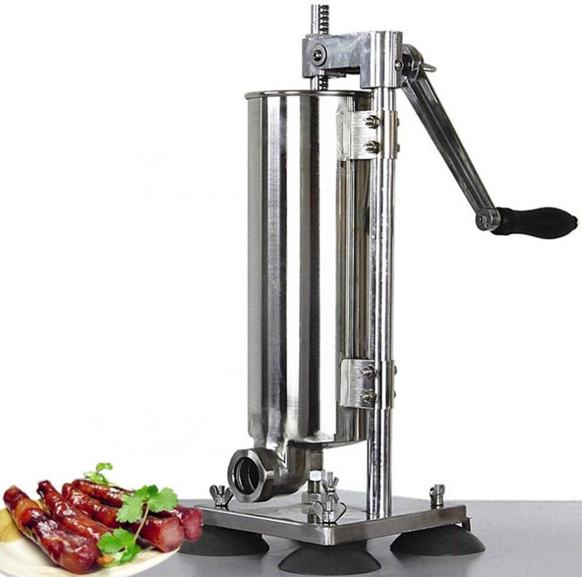 Worst Vulmachine - Vlees Vuller - Zelf Worst Maken - Voedselveilig Roestvrij Staal - 4 Liter Capaciteit - Zilver