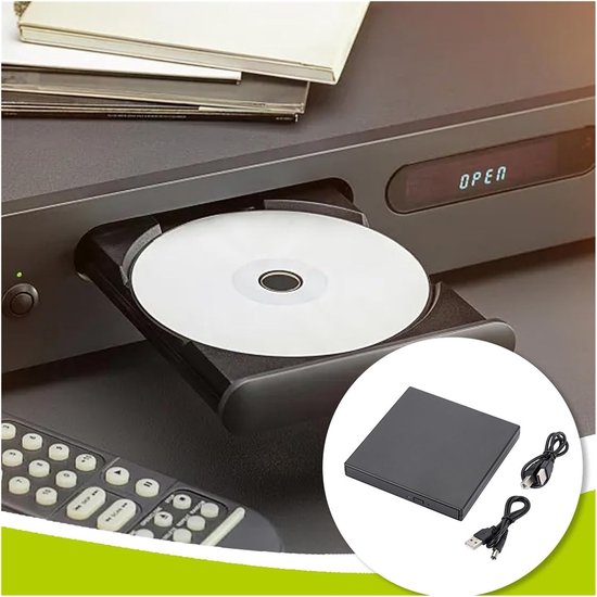 Externe DVD Brander - CD Schrijver - Bestanden Archiveren - Brede Compatibiliteit - USB 2.0 - Zwart — afbeelding 2