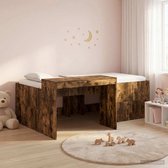 vidaXL - Kinderhoogslaper - met - bureau - Gerookt - eiken - 90 - x - 200 - cm