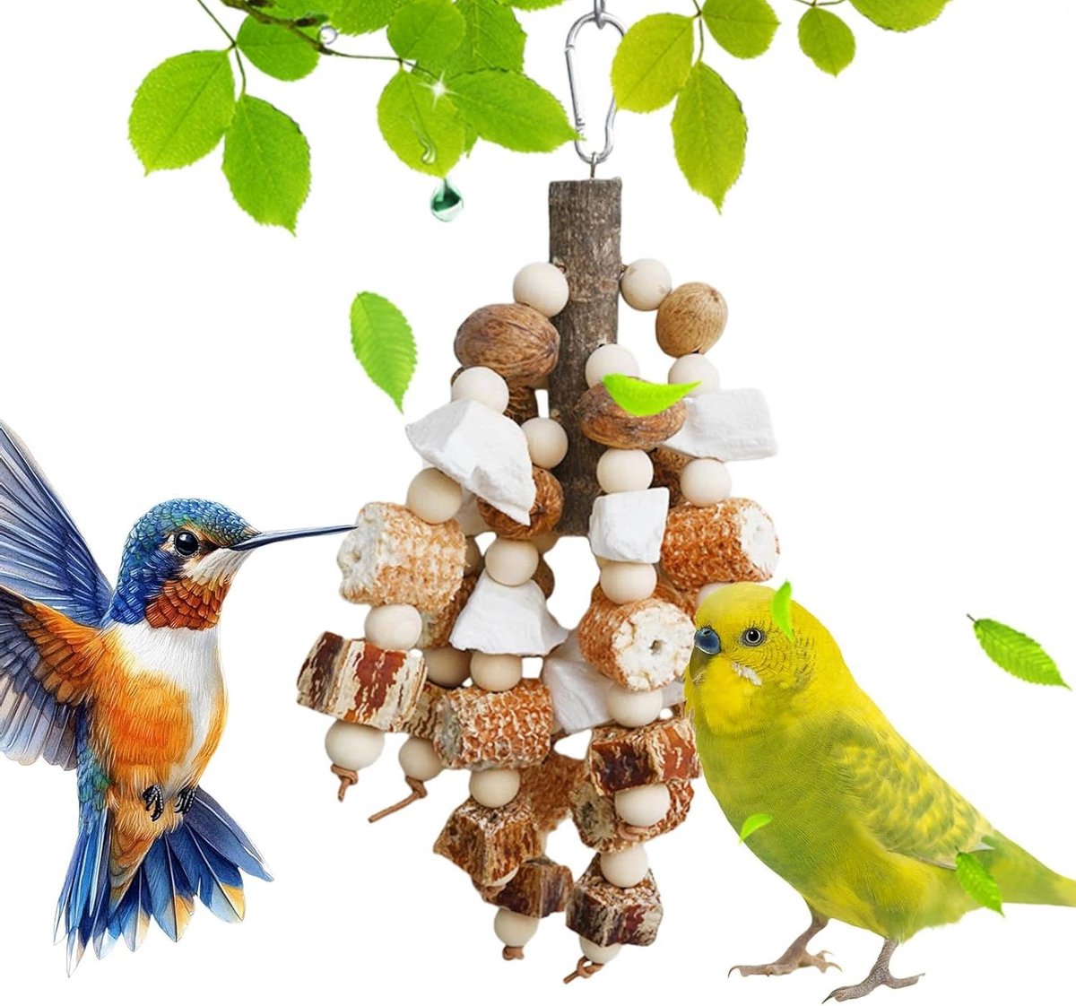 Vogel Kauwspeelgoed - Vogelkooi Accessoires - Stimuleert Natuurlijk Gedrag - Meertraps Voederzoek - 32 x 14 cm - Natuurlijk