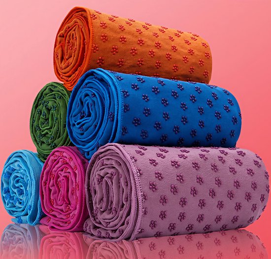 Antislip yogahanddoek - Microvezel yogahanddoek, zweetabsorberend en sneldrogend - Verdikte en bredere sport- en fitnessmat handdoek - 183*63 cm - Donkerpaarse pruimenbloesem — afbeelding 2