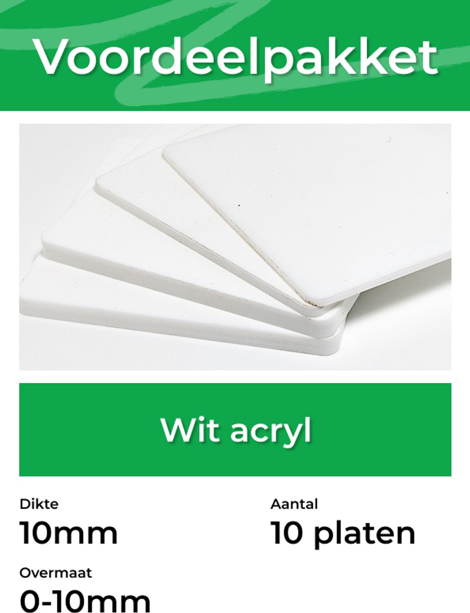 Voordeelpakket - Wit - per 10 platen - Dikte: 10mm