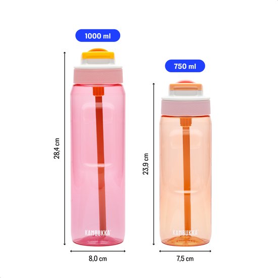 Kambukka Lagoon waterfles 750ml - Mango Tango met geïntegreerd rietje - 100% lekvrij