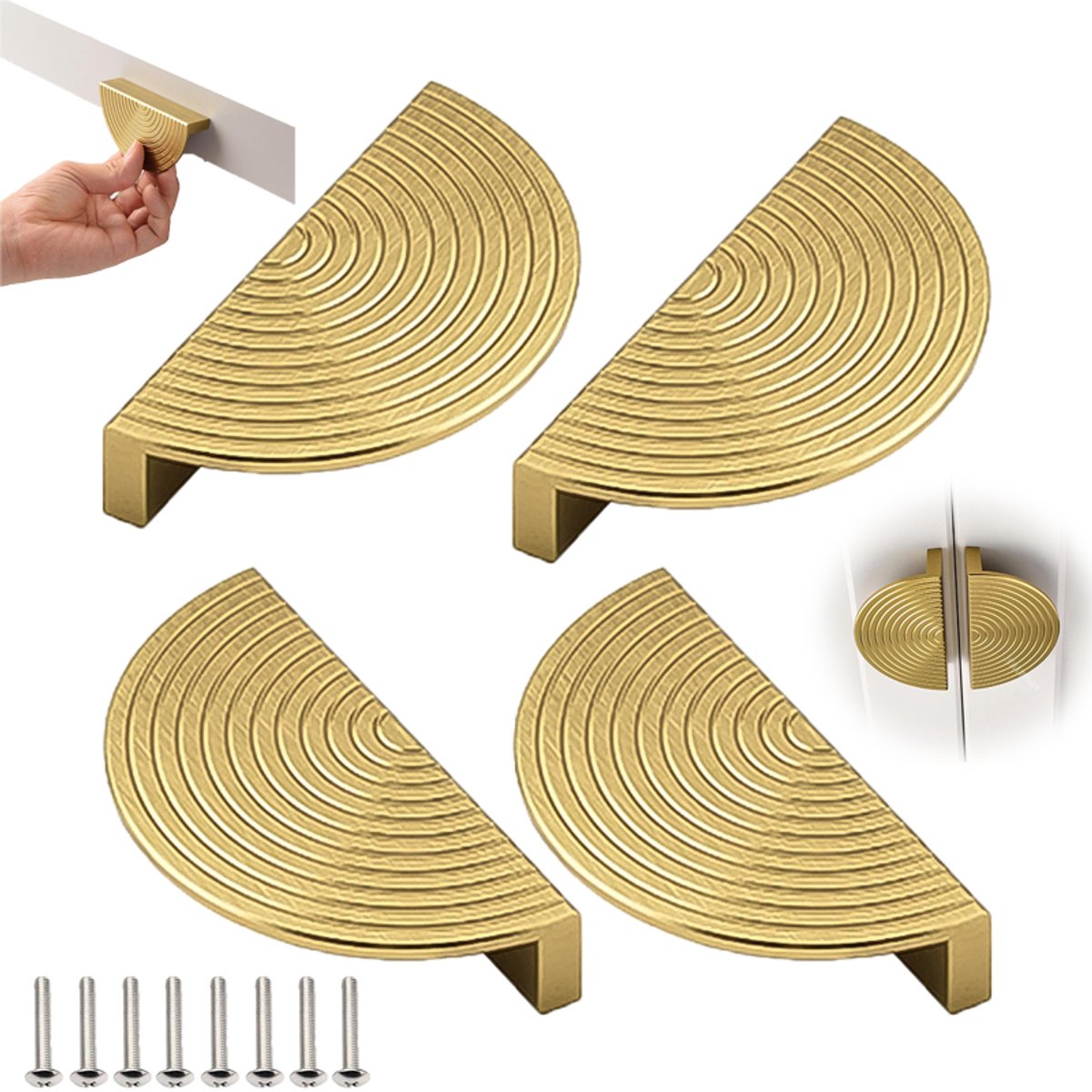 4 stuks - Halfronde handgreep - Kastdeurgreep - Lade-/paneelgreep - Waaiervormige handgree