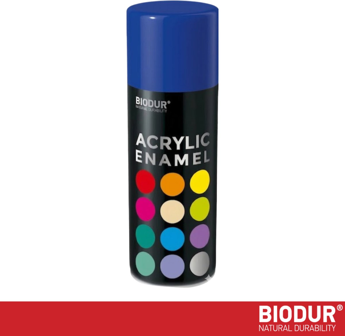 BIODUR Acrylverf - Ultramarijnblauw RAL 5002 – 400 ML – Spuitbus Hoogglans Lak – UV en Weerbestendig - Sneldrogende Spuitverf - Voor Binnen en Buiten