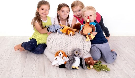 Handpop Tijger - Pluche Dier - Verhalen Vertellen - Wasbaar Materiaal - 22 cm - Oranje — afbeelding 2