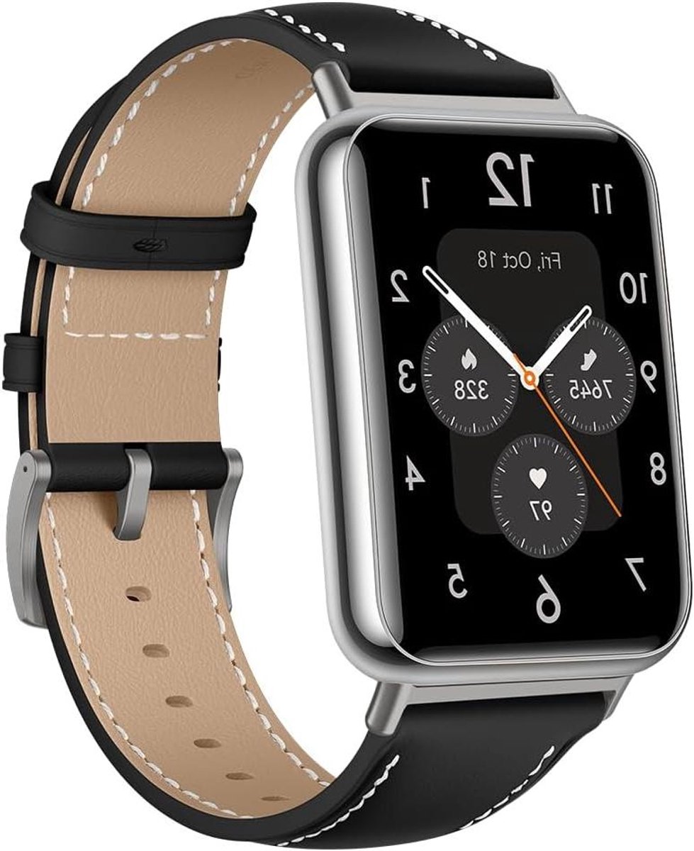Smartwatch Band - Reserveband Leer - Dagelijks Gebruik - Roestvrijstalen Gesp - 2 centimeter - Zwart