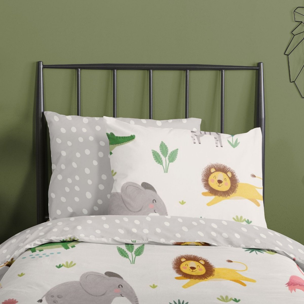 Good Morning dekbedovertrek tropische dieren - Ledikant/ baby 100x135 cm - Ecru - 100% Katoen renforce