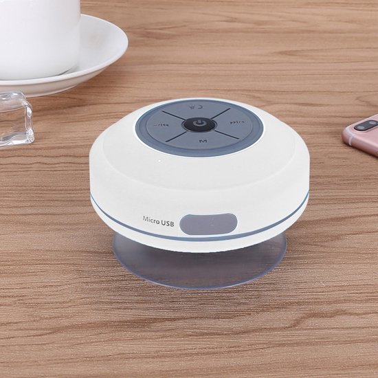TOVBMUP Waterdichte Bluetooth-doucheluidspreker - Draadloze draagbare audio - Ingebouwde bedieningsknoppen - Luidspreker - Sterke zuignap - Geschikt voor badkamer, zwembad, auto, strand, binnen- en buitengebruik - Wit van TOVBMUP — afbeelding 5