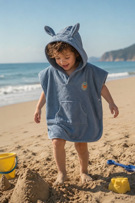 L&G - %100 Katoen Badponcho Kinderen - Surf poncho - Strandponcho kind - Badcape - Badstof Poncho Voor Kinderen - Badponcho Baby - Poncho Handdoek - Badponcho Jongen - 2 tot 4 jaar - 60 cm x 60 cm