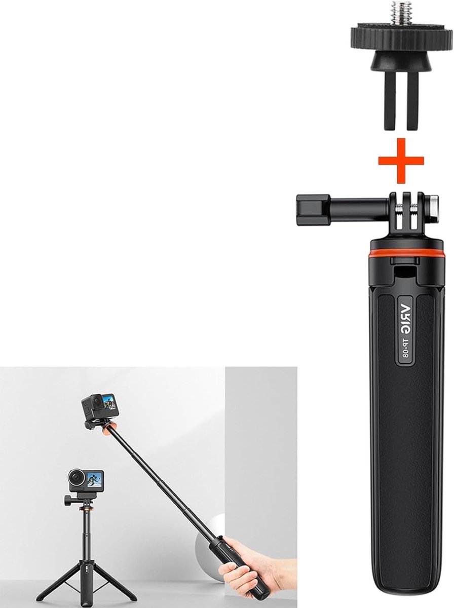 Verstelbare Selfie Stick en Statief voor Actiecamera's met Gimbal, Geschikt voor Insta360 ONE X3 / X2 en DJI OSMO POCKET 3, Ideaal voor Vlogs en Foto's