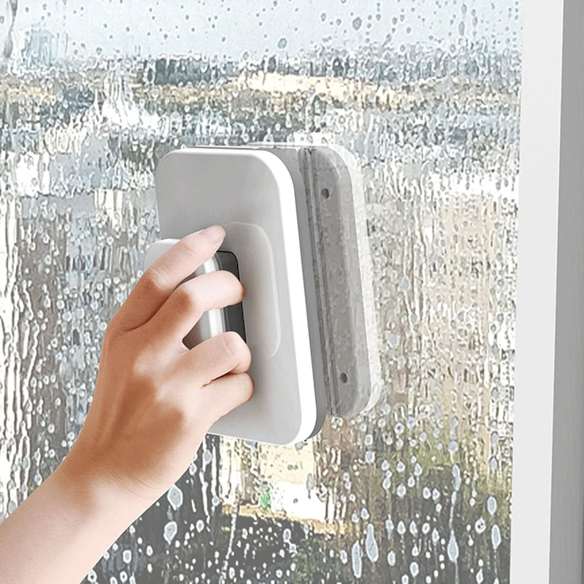 Magnetische Raamreiniger Dubbelzijdig, Grote Handgreep Dubbelzijdig Hoge Stevige Kunststof Raamreinigingstool Voor 3 Tot 10 Mm Glazen Buiten Raamreiniger Tool thumbnail 3