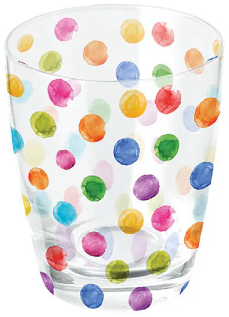 Ambiente Polka Dots Waterglas 0.25L – Stippen Design Glas Wit set van 6