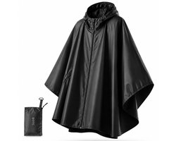 BOTC Poncho - Regenponcho met zakken - Fietsponcho Fiets - Unisex - Dames & Heren - Waterdicht - Zwart