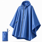BOTC Poncho - Regenponcho met zakken - Raincoat Heren - Fietsponcho Fiets - Unisex - Hood en Snap - Waterdicht - Marineblauw