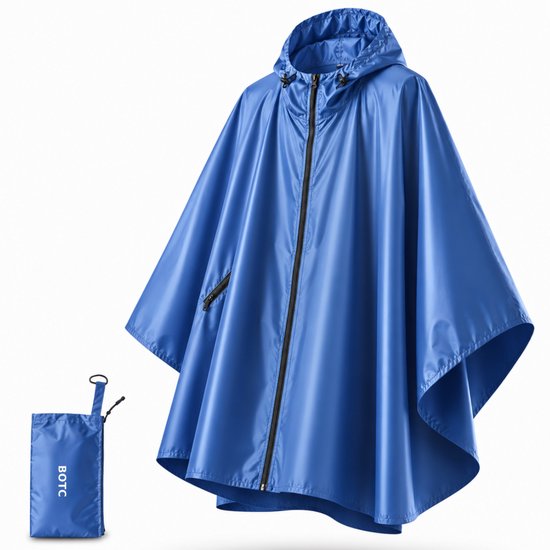 BOTC Poncho - Regenponcho Fiets Dames & Heren - Raincoat Heren - Fietsponcho Fiets - Unisex - Hood en Snap - Waterdicht - Marineblauw