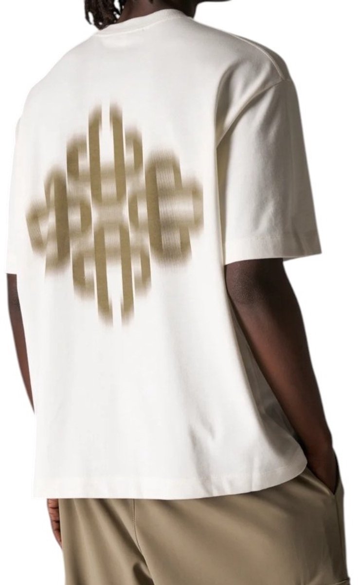 The Couture Club Heren T-shirt Wit Khaki TCCM2977 Motion Blurred Emblem