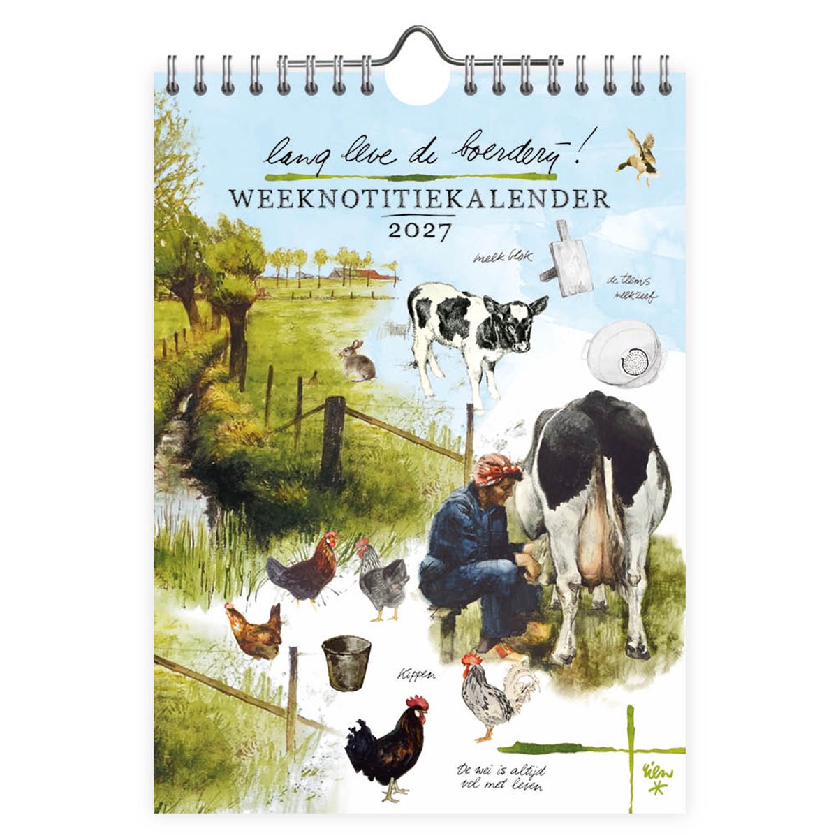 Rien Poortvliet Weeknotitiekalender 2027 Melken