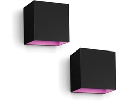 Philips Hue Resonate Wandlamp voor Buiten Down (Zwart) – 2 stuks – Wit en Gekleurd Licht – Hue White and Color Ambiance