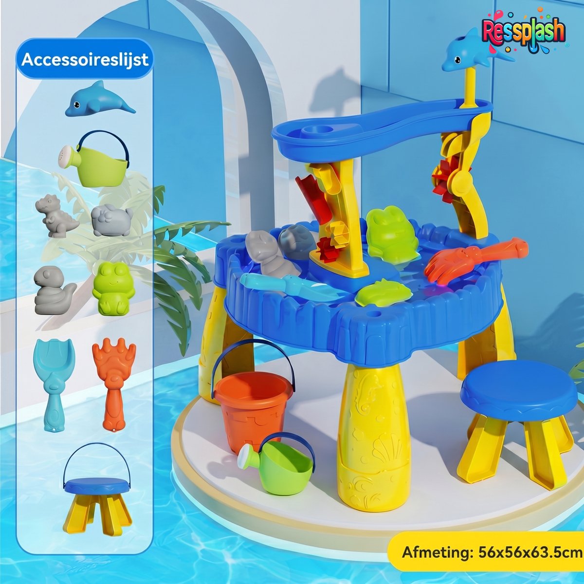 Ressplash® Watertafel - Zandtafel - Speeltafel voor kinderen - Inclusief speelaccessoires - Tuin/buiten — afbeelding 7